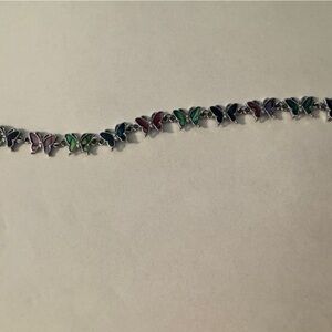 Butterfly Charm Anklet in Multicolor Silver